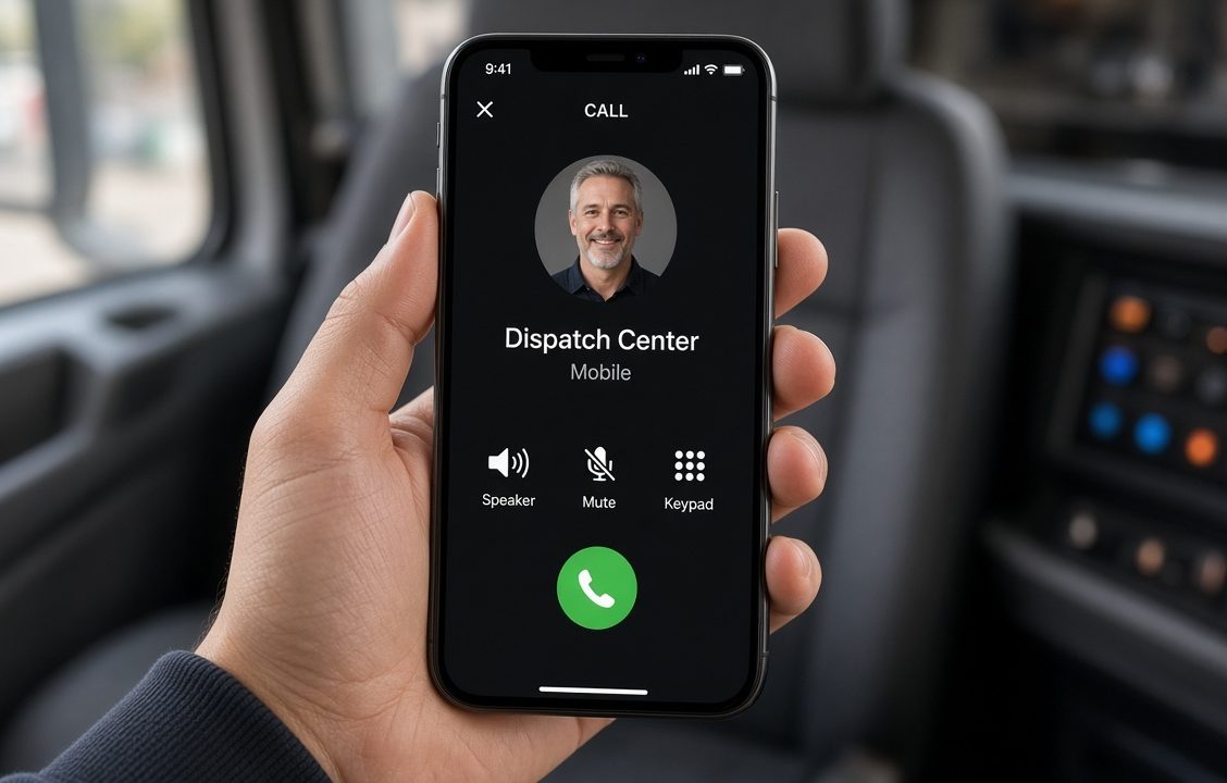 Driver on a call with their dispatcher