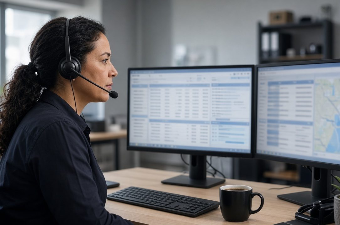 Dispatcher booking loads with a headset