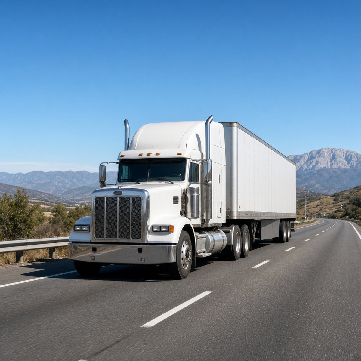 American semi truck on the highway